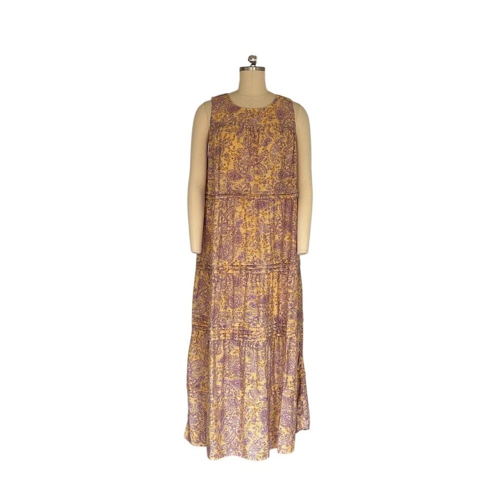 J. Jill Women's M Floral Paisley Tiered Maxi Dress Multicolor Sleeveless